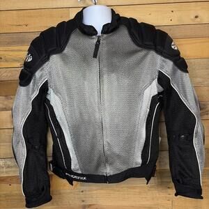 Joe Rocket Motorcycle Coat Men’s Medium Silver Black Bomber